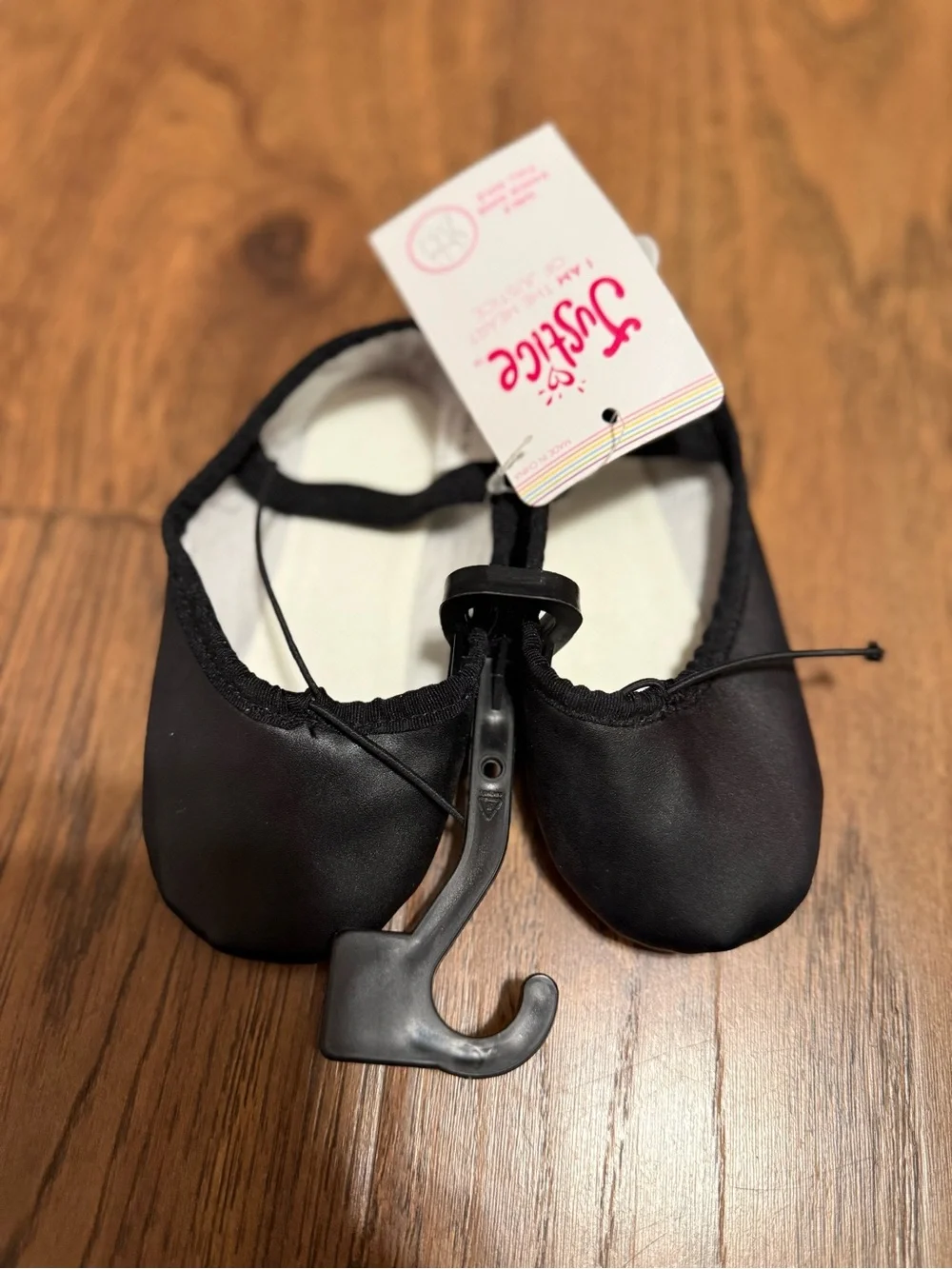 Justice Girls Ballet Shoes for Dance Class, Leather Sole with Adjustable Strap
